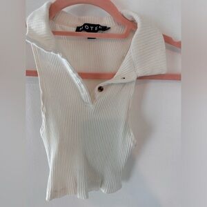 Motel Rocks- white collared crop top in size xs.